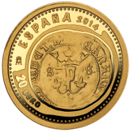 Spain / 20 euros / 1/25oz 999 gold / 13.92mm / 1.24g / Mintage: 10,000.