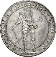 Lot 3439: ITALY. Ronco. Napoleone Spinola, 1647-1672. Scudo (spadino) 1669. Extremely rare. About FDC. Estimate: 30,000 euros. Final price: 49,000 euros.