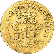 2895: Malta / Sovereign Order. Ramon Perellos y Roccaful, 1697-1720. 2 zecchini n. d., Valetta. Fb. 20. Only two specimens available on the market. About very fine. Estimate: 10,000 euros. Hammer price: 24,000 euros.