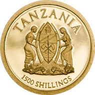 Tanzania / 1500 Shillings / 9999 gold / 11mm / 0.5g / Mintage: 15,000.