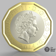 Prototype of the new GPB 1 coin. © Royal Mint.