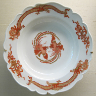 The most famous Meissen china set entitled 'Red Dragon' was deliberately imitated in 1730 to remain reserved to the Saxon King as royal porcelain until 1918. Photograph: UK.