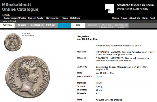 And OCRE links also to the database of the Staatliche Münzsammlung in the Bode Museum in Berlin.