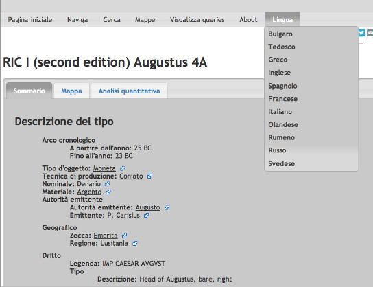 The OCRE interface is available in eleven languages, for example in Italian.