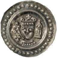Holy Roman Empire. Frederick II, of the House of Hohenstaufen, King of Sicily (1197-1250), Holy Roman Emperor (after 1220). Pfennig, royal mint Ulm. Royal bust with crown and sceptre, petal branch to the left, tower to the right. © MoneyMuseum, Zurich.
