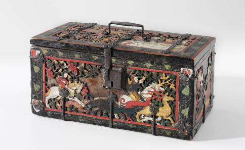 Jewellery box decorated with scenes of chivalric life around 1320. © Zürich, Schweizerisches Nationalmuseum.