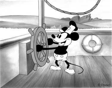 'Steamboat Willie' is the first animated short-film featuring Micky Mouse, released by Walt Disney in 1928. © Disney.