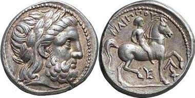 Tetradrachm of Philipp II, made posthumously c. 315/4 - 295/4 B. C. in Amphipolis. From auction Gorny & Mosch 146 (2006), 162.