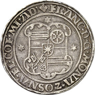 Münster. Franz von Waldeck, 1532-1553. 1/2 thaler 1535, Münster. Ilisch XXX. 4. From auction sale Künker 249 (1 July 2014), 1716. The extremely rare piece is estimated at 10,000 euros.