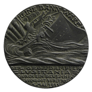 Bronze Lusitania medal, by Karl Goetz (1916,0707.9), obverse.