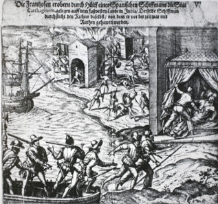 Plunder of Cartagena by the French in 1544. Source: Wikicommons.