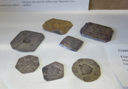 Klippe coins, minted during the siege of Jülich. Photograph: UK.