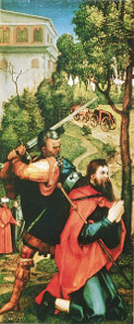 Matyrdom of Apostle James. Detail of Heller Altarpiece by Albrecht Dürer. Source: Wikicommons.