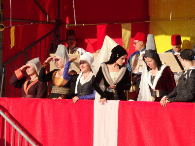 The ladies are sitting on the stand, watching the events taking place. Photograph: KW.