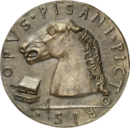 Pisanello (1395-1455), medal of c.1441 on behalf of Francesco Sforza, Duke of Milan (1450-1466). Reverse: Horse head, besides three books, below sword. Copyright: Münzkabinett der Stadt Winterthur, Photograph: Lübke & Wiedemann, Stuttgart.