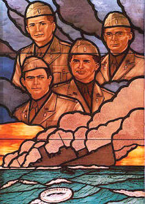 Even the U.S. Pentagon has a stained glass window depicting the Four Chaplains./ Source: Wikicommons.