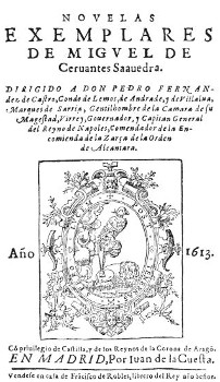 Title page of Novelas Exemplares, 1613. Source: Wikicommons.
