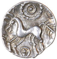 Enlarged coin photos reveal remarkable details of Iron Age symbolism. Rich Type 10a, Two-Pellet Proto Boar. Source: Elizabeth Cottam, Chris Rudd.