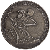 German Empire. 1916. Artist: Walther Eberbach. Death standing over sinking ship Lusitania.