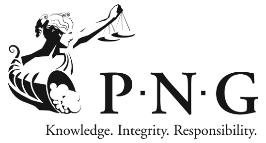 The logo of the Professional Numismatists Guild.