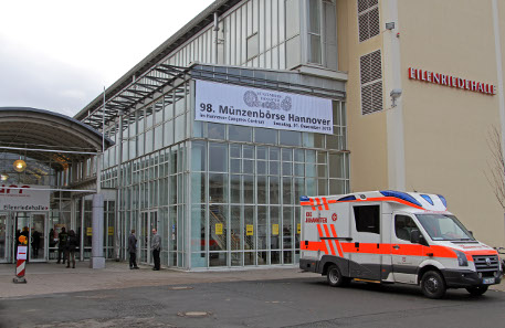 Entrance to the 98th Hannover coin show.