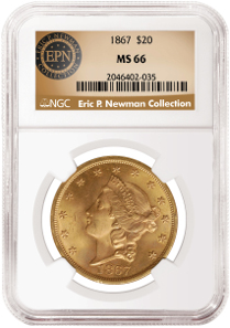 1867 double eagle NGC MS 66.