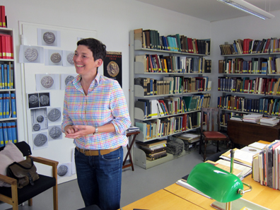 The coin cabinet and its curator, Dr Claudia Klages. Photo: KW.