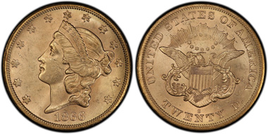 The 1866-S No Motto Double Eagle.