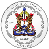 Bhutan / 250 BTN / 1 oz 999 Silver / 40.7 mm / Mintage: 10,000.