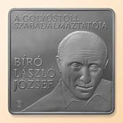 Hungary. László Jószef Biro; face value: 1000 HUF; material: CuNi; weight: 14 g; 28,43x28,43 mm; date of issue: September 29th, 2010; designer: György Szabo; mintage: 10.000 uncirculated; 10.000 proof.