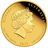 2015 Year of the Goat Gold Proof Coin. Available as 1oz, ¼oz and 1/10 oz Gold Proof Coin or as Three-Coin Set:
Australia/ 100 AUD/ 1oz Gold 99.99/ 31.112 g/ 39.34 mm/ Designer: Natasha Muhl/ Mintage: 6,000 //
Australia/ 25 AUD/ ¼oz Gold 99.99/ 7.777 g/ 22.6 mm/ Designer: Natasha Muhl/ Mintage: 8,000 //
Australia/ 15 AUD/ 1/10oz Gold 99.99/ 3.111 g/ 18.6 mm/ Designer: Natasha Muhl/ Mintage: 8,000.