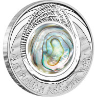 2014 Australian Abalone Shell 1oz Silver Proof Coin.
Australia/ 1 AUD/ 1oz Silver 99.9/ 31.135 g/ 36.6 mm/ Designer: Tom Vaughan/ Mintage: 5,000.