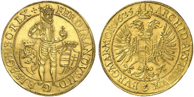 Bohemia. Ferdinand II, 1592-1618-1637. 10 ducats 1625, Prague. From auction sale Künker 239 (2013), 5648.