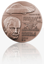 The new Porsche medal high relief version in bronze.