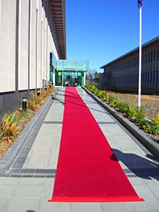 A red carpet invited the participants to visit the Royal Australian Mint. Photo: Ursula Kampmann