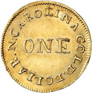 USA / NORTH CAROLINA. 1 dollar n. d. (1831-1834). CAROLINA GOLD. Issued by Christopher Bechtler. Fb. 7. Very rare. Auction sale Künker 258 (January 29, 2015), 811. Estimated at 10,000 euros.