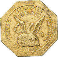 USA / CALIFORNIA. 50 dollars octogonal 1851. Assayer of Gold, Augustus Humbert, San Francisco. Fb. 36. Very rare. Auction sale Künker 258 (January 29, 2015), 800. Estimated at 15,000 euros.