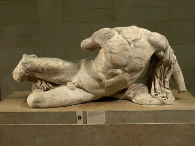Ilissos. Marble statue from the West pediment of the Parthenon. Designed by Phidias, Athens, Greece, 438BC-432BC. © The Trustees of the British Museum.