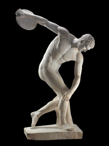 Discobolus: Marble statue of a discus-thrower (discobolus) by Myron. Roman copy of a bronze Greek original of the 5th century BC. © The Trustees of the British Museum.