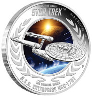 2015 Star Trek Coin Series - U.S.S. Enterprise NCC-1701 1oz Silver Proof Coin. TM & © 2015 CBS. ARR.