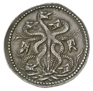 Ferrara, Ercole I d'Este (1471-1505). Testone. Head of Ercole to the right. Rv. Seven-headed Hydra. © MoneyMuseum, Zurich.