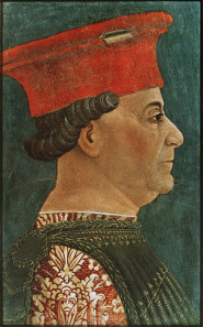 Bonifacio Bembo, portrait of Francesco Sforza, around 1460. Sforza insisted on being painted with the old hat he used to wear as a condottiere. Source: Wikicommons.