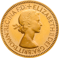 Mary Gillicks' portrait on a gold Sovereign.