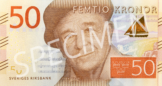 New 50-krona banknote.
