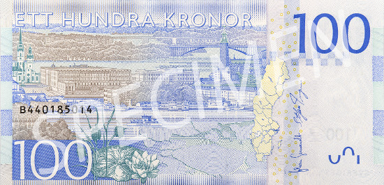 New 100-krona banknote.