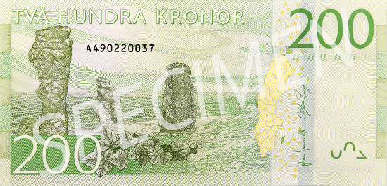 New denomination: 200-krona banknote.