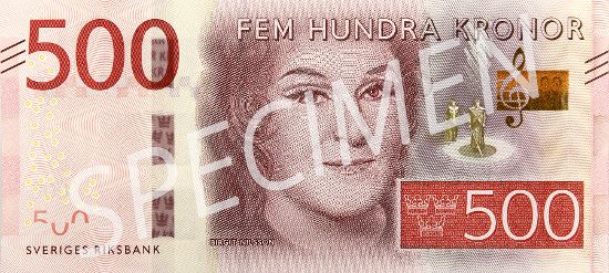 New 500-krona banknote.