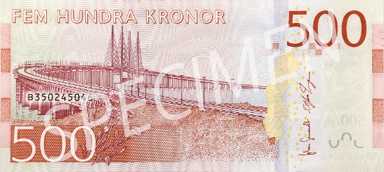New 500-krona banknote.