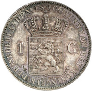 Lot 647: NETHERLANDS - KINGDOM. William II, 1840-1849. 1 gulden 1840, Utrecht. Schulman 518. Ex Horn Collection. Extremely rare. Extremely fine to brilliant uncirculated. Estimate: 30,000,- euros. Hammer price: 120,000,- euros.
