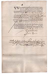 The Vereenigde Oostindische Compagnie was the first stock corporation of modern economic history; here you see a bond from the year 1623.